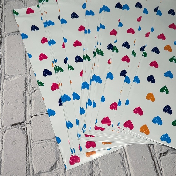 Poly Mailers 50 Pack 10x13 Colorful Hearts Design Pink Blue Orange Green - Picture 4 of 7